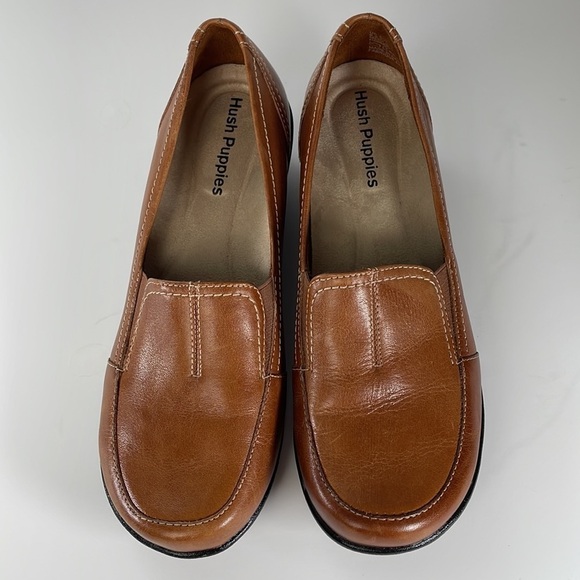 Leather Tan Hush Puppies Slip On Shoes - Picture 4 of 11